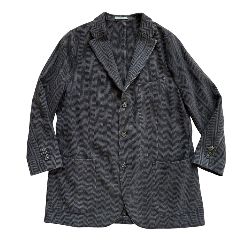 Boglioli K-Jacket Mens 58 Brown Herringbone Frosted Wool Blazer R3302J